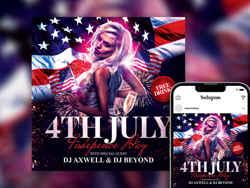 Free Brand-New Sparkly 4th of July Instagram Post Template