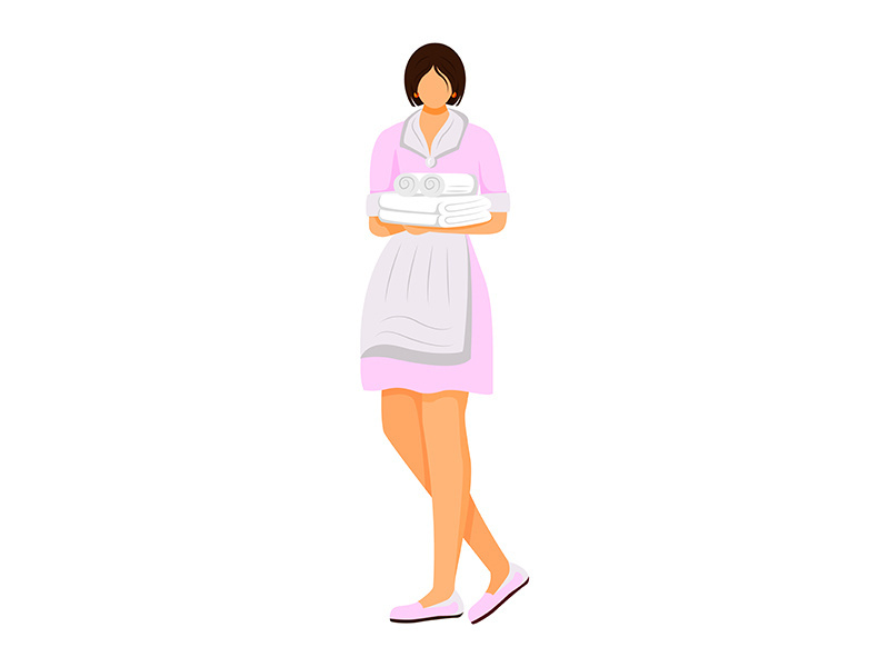 Hotel housekeeper flat color vector illustration
