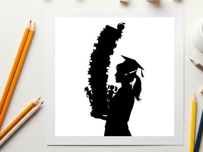 Graduate silhouette holding a giant rolled up parchment