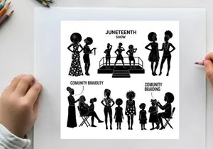 Juneteenth celebration silhouette community braiding event