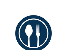 Green heeathy food with Spoon   Fork Logo