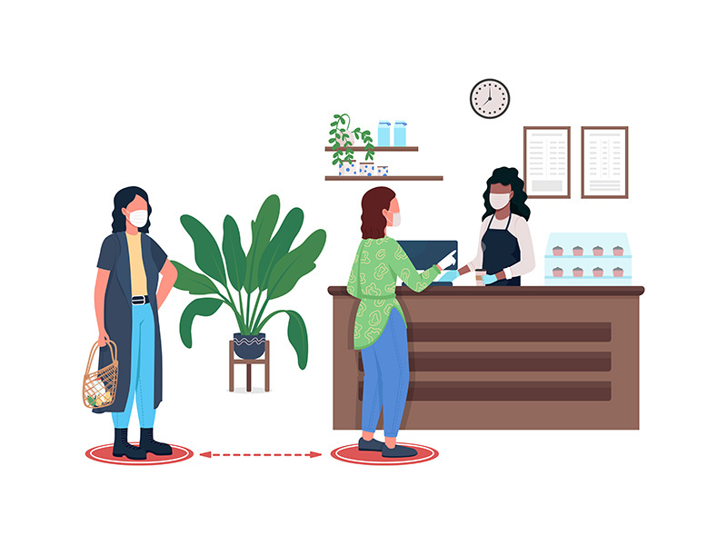 Coffee ordering flat color vector faceless character