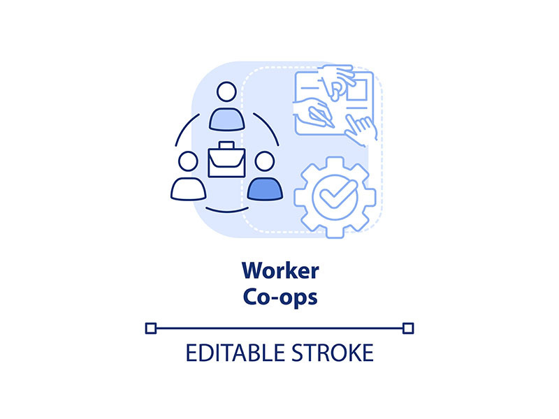 Worker co-ops light blue concept icon