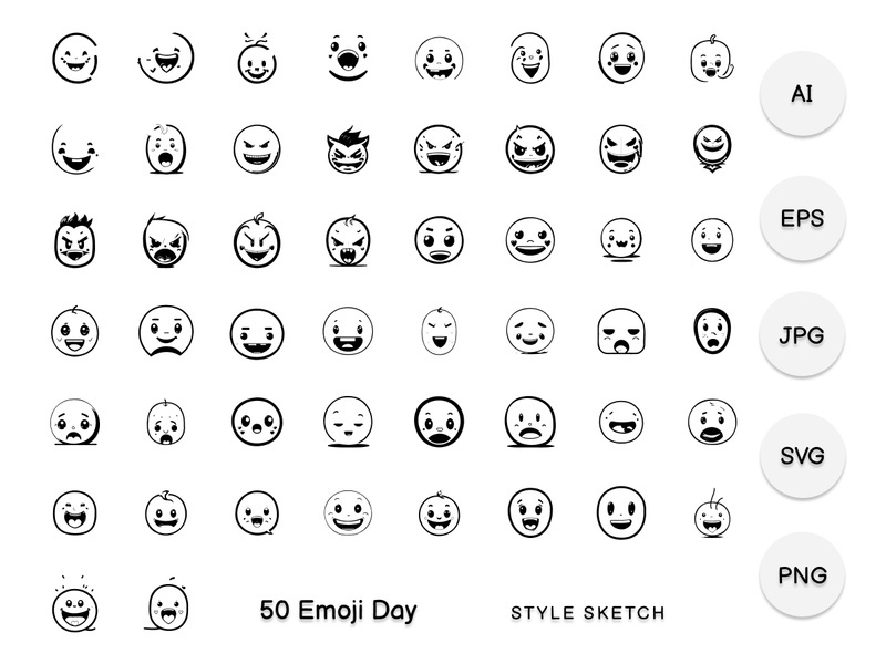 Emoji Day Element Draw Black