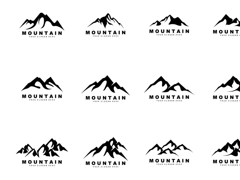 Mountain Logo Design, Vector Place For Nature Lovers Hiker