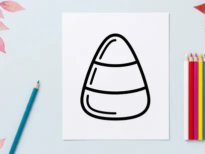 Candy corn icon for Halloween. Simple black and white vector illustration of holiday candy.