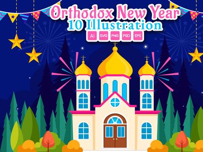 10 Orthodox New Year Celebration Illustration