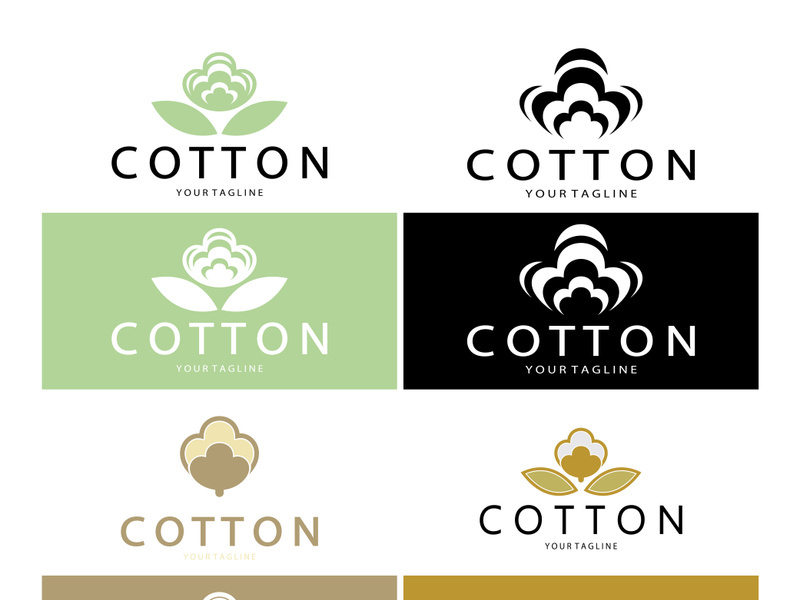 Soft natural organic cotton flower plant logo for cotton plantations, industries,business,textile,clothing and beauty,vector