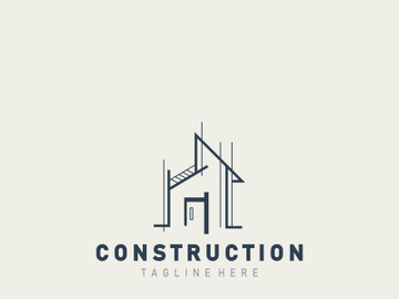 Construction structure line home building and repair logo Design illustration preview picture