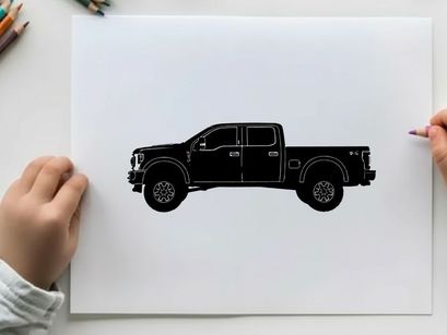 Black silhouette pickup truck with orange tremor text