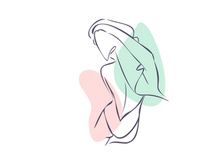 Line art portrait woman, Flower face one line vector illustration