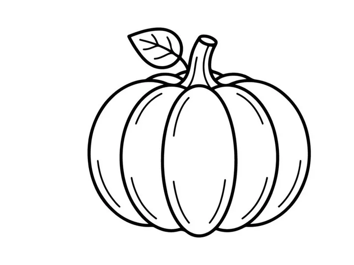 Pumpkin with leaf, autumn harvest symbol. Seasonal vegetable for cooking and decoration.