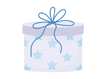 Present in blue box semi flat color vector object preview picture