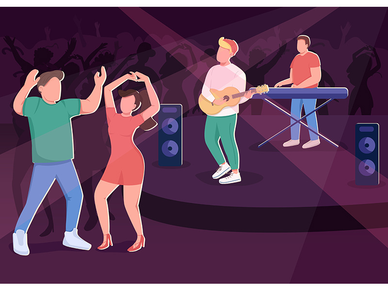 Club concert flat color vector illustration