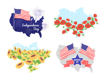 Patriotism vector isolated illustrations set preview picture