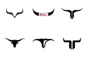 Retro vintage bull head horns logo design