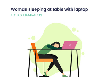 Woman sleeping at table with laptop preview picture