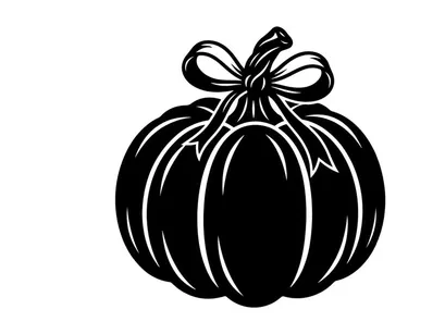 Black and white pumpkin silhouette for Halloween or autumn decor