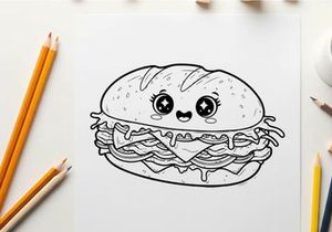 Cute burger character smiling vector illustration