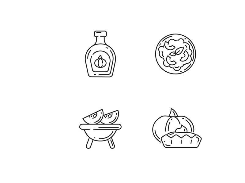 Homemade food linear icons set