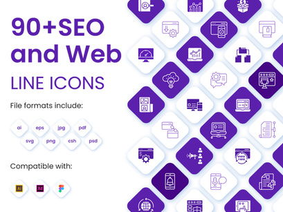 90+ Set of SEO and Web Icons