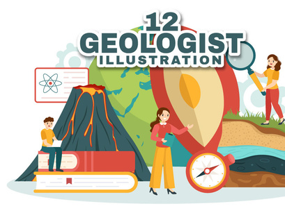 12 Geologist Vector Illustration