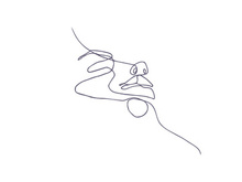 Line art portrait woman, Flower face one line vector illustration