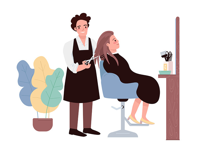 Hairdressing flat color vector characters