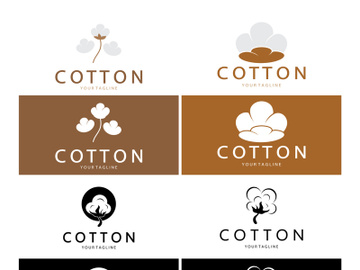 Soft natural organic cotton flower plant logo for cotton plantations, industries,business,textile,clothing and beauty,vector preview picture