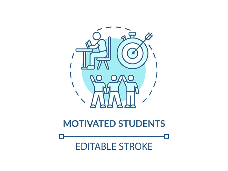 Motivated students concept icon