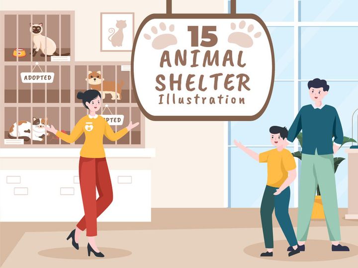 15 Animal Shelter Cartoon Illustration