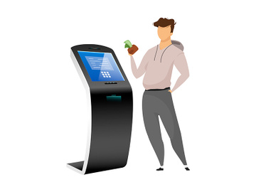 Cash machine user flat color vector faceless character preview picture