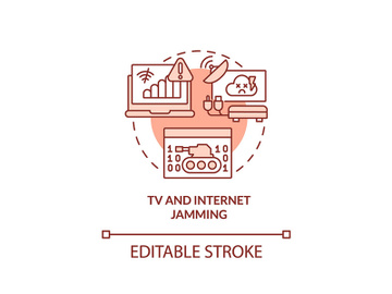 TV and internet jamming red concept icon preview picture