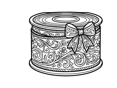 Caixa elegante para bolo de casamento com design floral ornamentado. Embalagem de presente de luxo para chá de cozinha ou comemoração de aniversário.