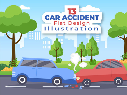 13 Car Accident and Windshield Replacement Illustration