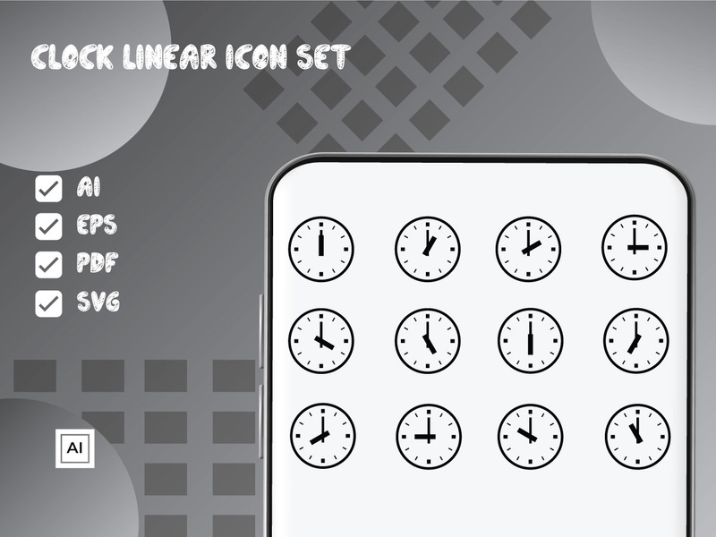 Clock Linear Icon Pack