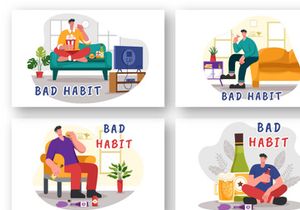 9 Bad Habit Vector Illustration