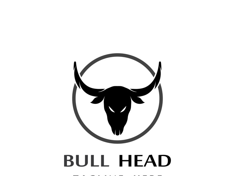 Retro vintage bull head horns logo.