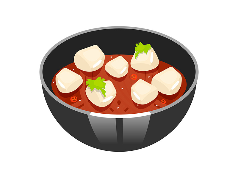 Japanese soup with spicy tofu color icon