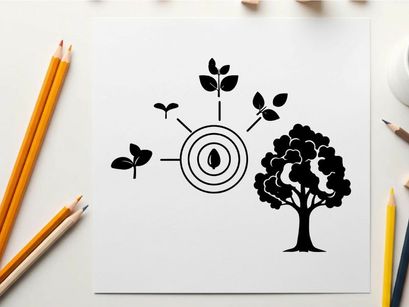 Silhouette of tree growth stages from seed to maturity