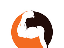 Arm muscle silhouette logo biceps icon vector illustration