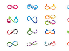 Infinity line people logo vector family