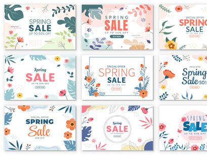 35 Spring Sale Blossom Flowers Background Illustration