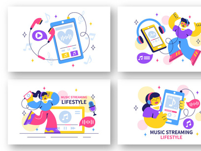 10 Music Streaming Lifestyle Illustration