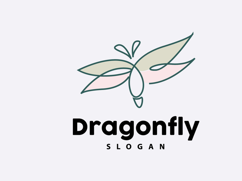 Dragonfly Logo, Flying Animal Vector, Simple Minimalist Design