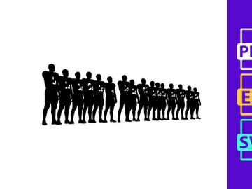 Silhouette of a line of people standing in a row with arms crossed preview picture