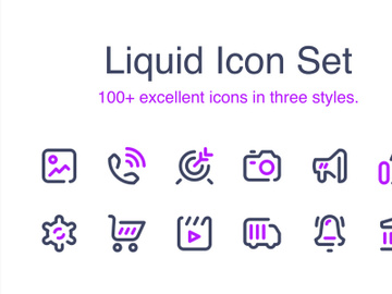 Liquid Icon Set 100+ excellent icons in three styles preview picture