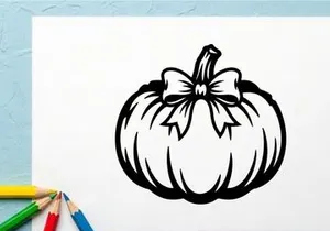 Black and White Pumpkin Illustration for Fall or Halloween Decor