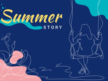 Summer Journey Flat Illustration abstract background line art preview picture
