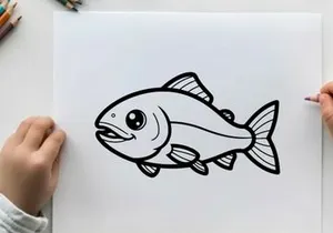 Cute smiling fish swimming vector illustration flat design